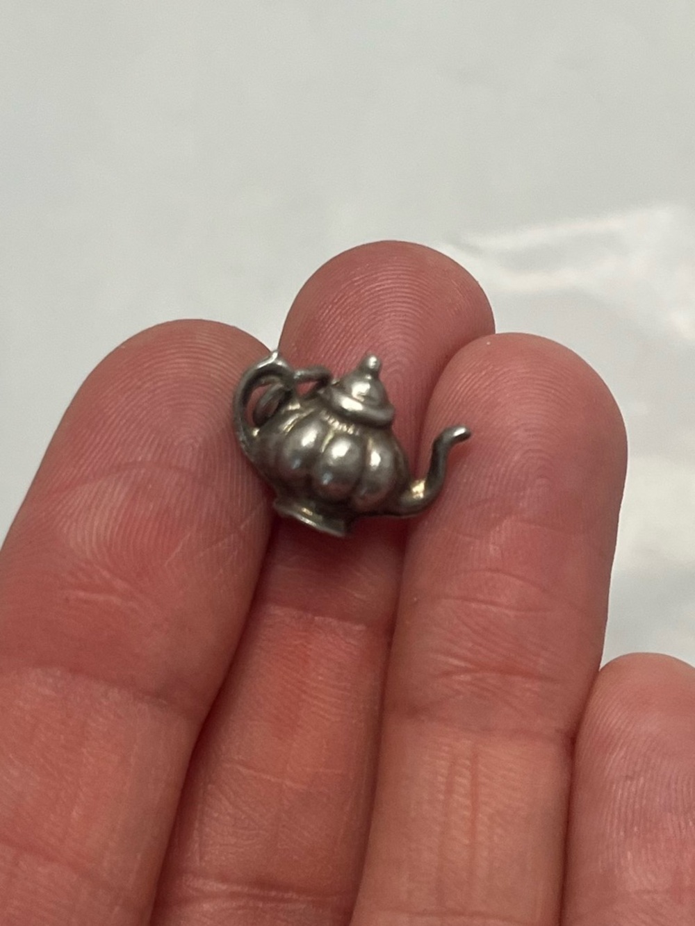 Vintage Silver Teapot Charm Pendant - Tiny Miniature